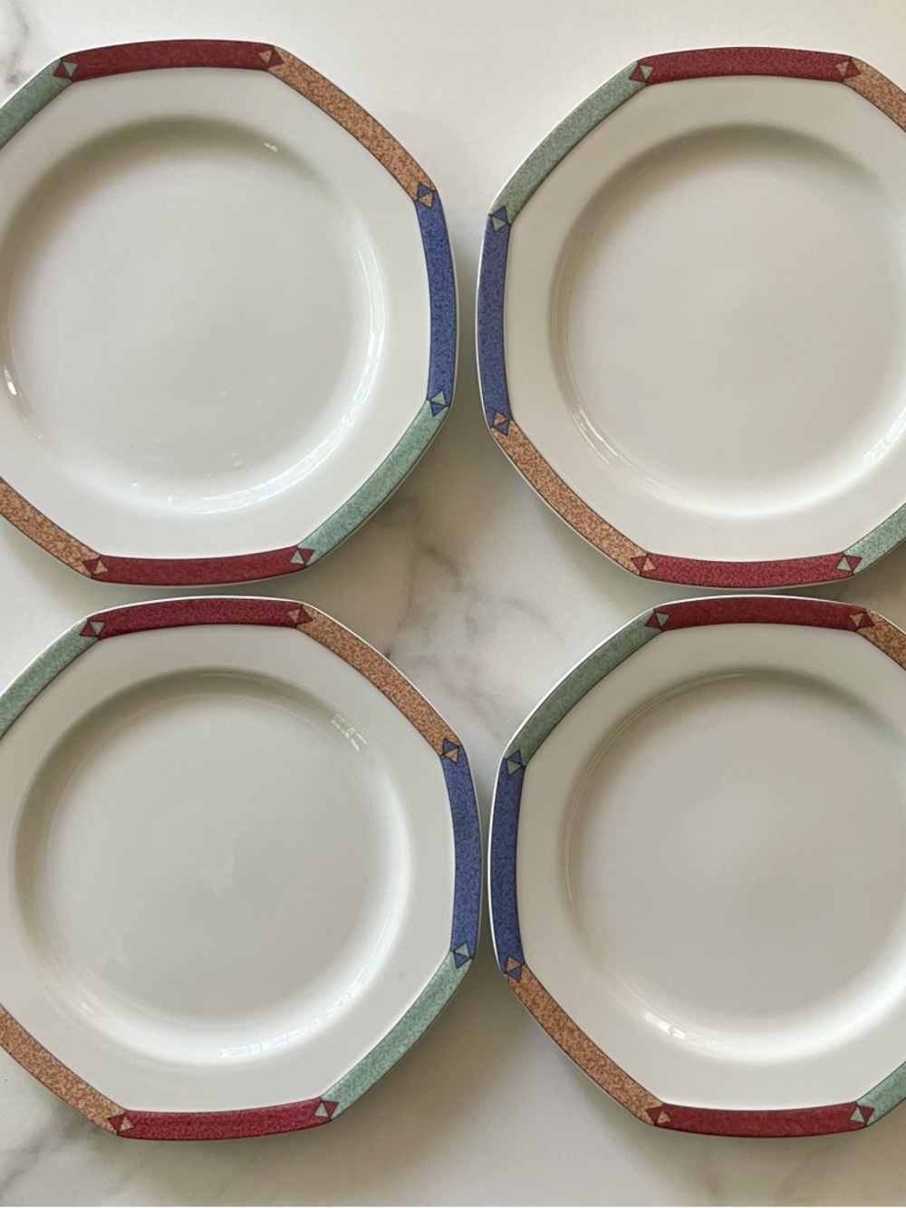 Christopher Stuart Diamond Optic 8”Salad Plate Fine China Set of 4